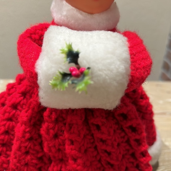 Vintage Mrs. Claus with Handmade Red Crochet Dress - Picture 8 of 9